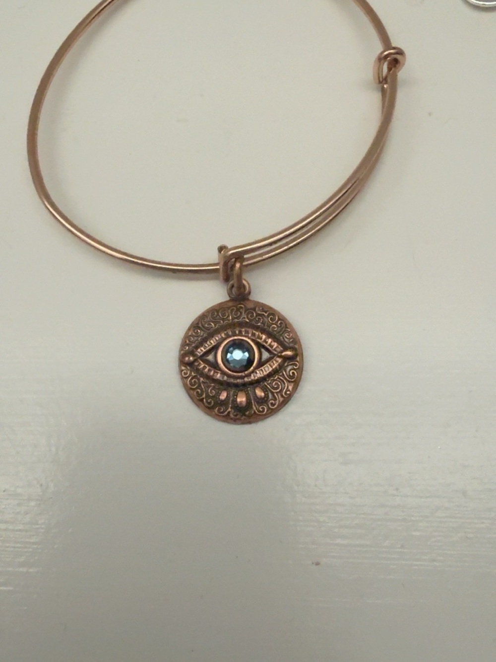 Alex & Ani Rose Gold Evil Eye Charm Bangle Bracelet